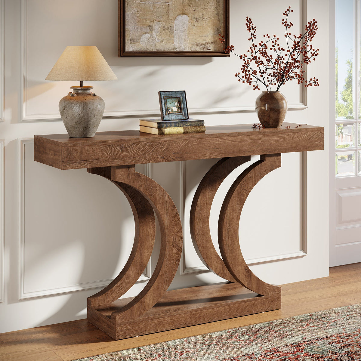 43.3" Console Table, Unique Sofa Table Behind The Couch with Curved Legs