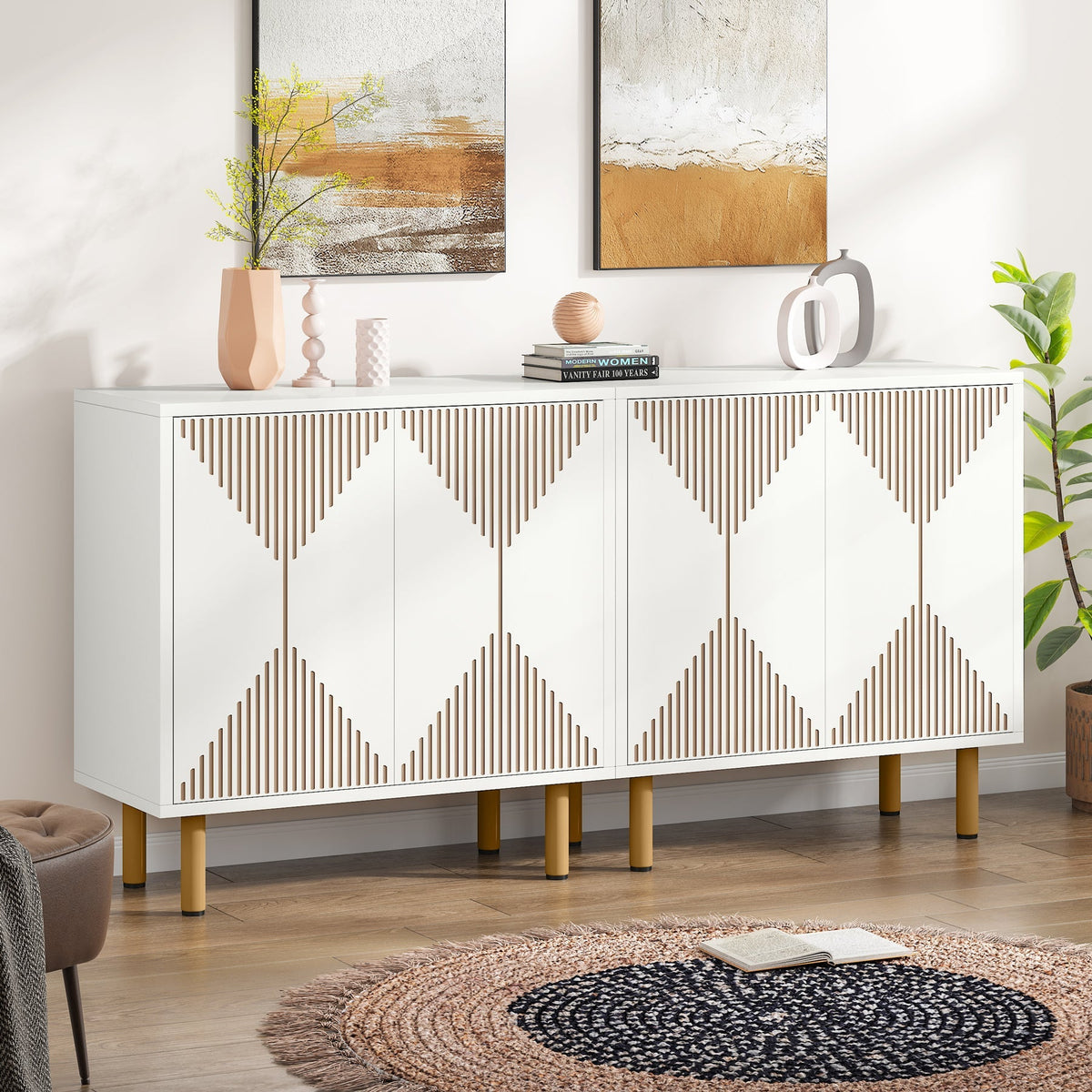 Modern Sideboard Buffet, 59" Wood Storage Cabinet with Doors