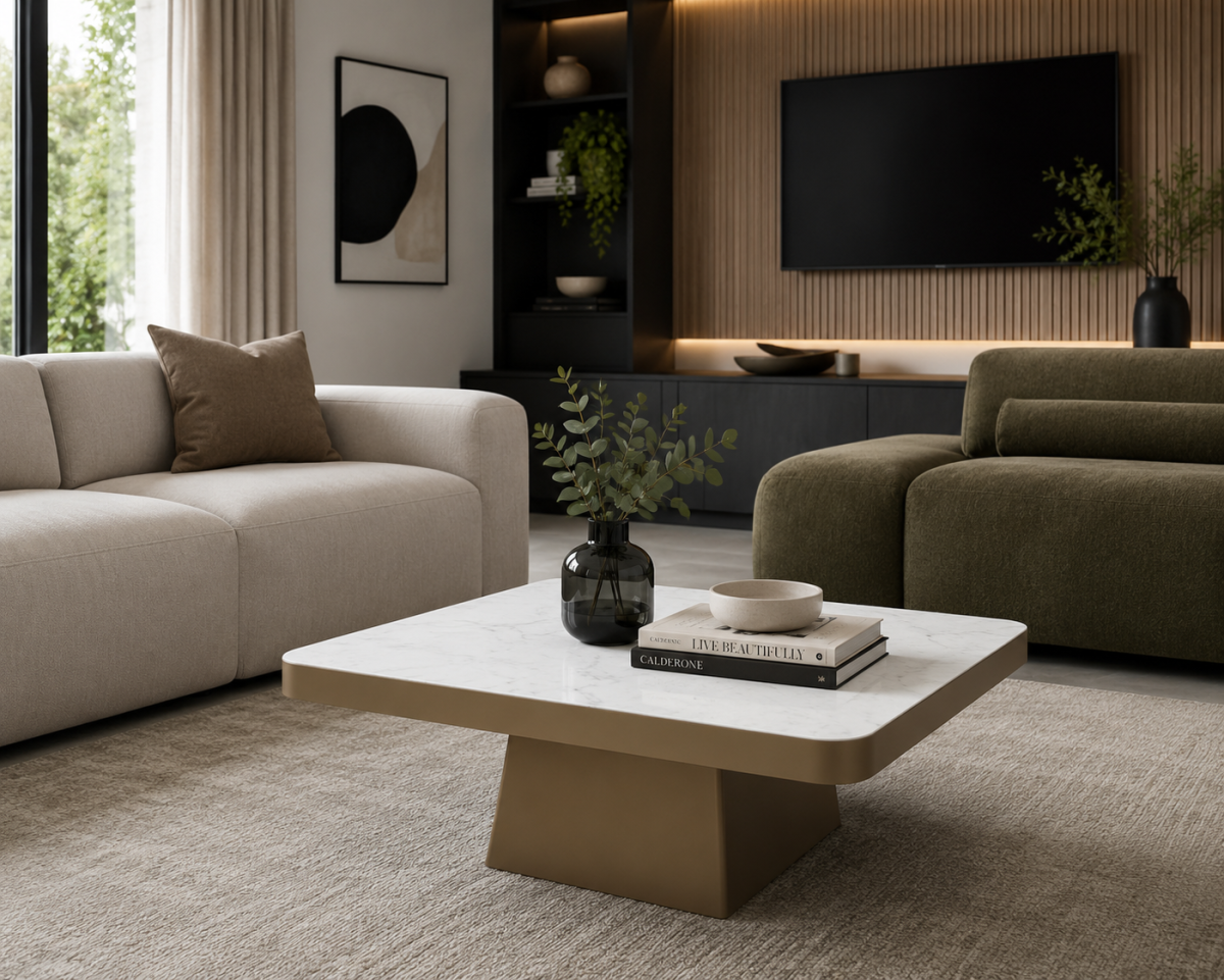 Marble Coffee Table – Gold (Style 2)