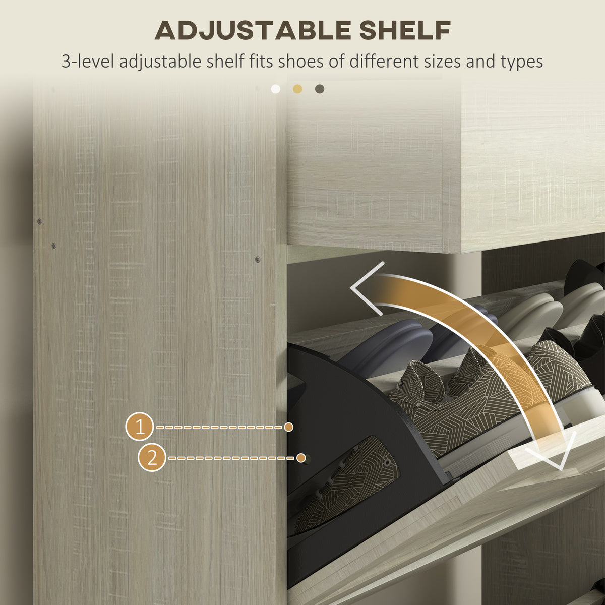 Slim Shoe Storage with 2 Flip Drawers and Adjustable Shelves – 32"W x 45"H
