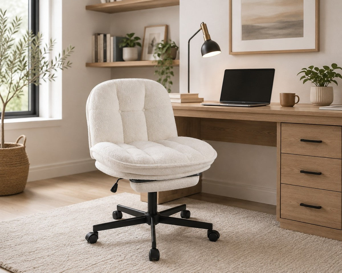 Upholstered Swivel Office/Task Chair – White