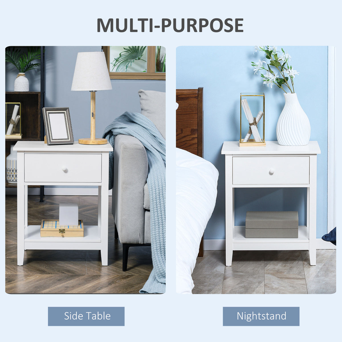 Nightstand with Drawer and Storage Shelf – 20"W x 24"H