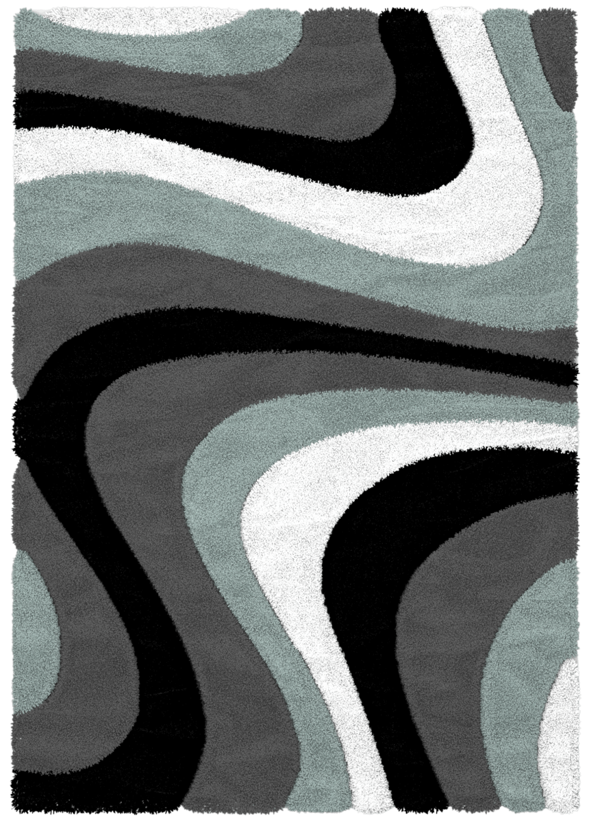 Premium Area Rug 4x6: Anthracite Duck Egg Design