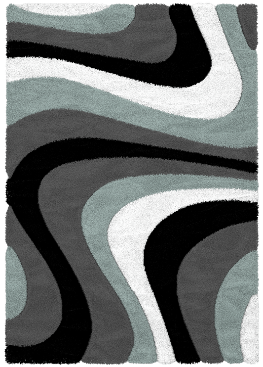 Premium Area Rug 4x6: Anthracite Duck Egg Design