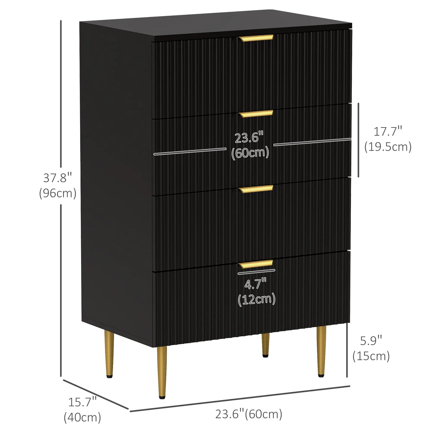 Modern 4-Drawer Chest Black