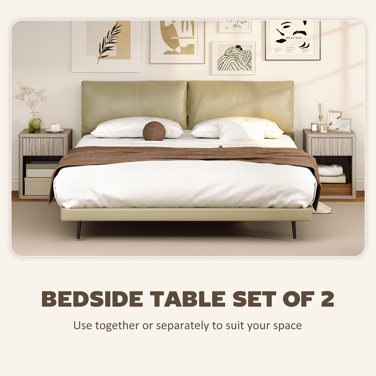 Nightstands with Drawer and Open Shelf, Set of 2 – 16"W x 20"H