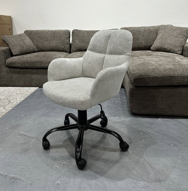 Brassex Lazare Grey Fabric Ergonomic Swivel Adjustable Office Chair with Tufted Accents