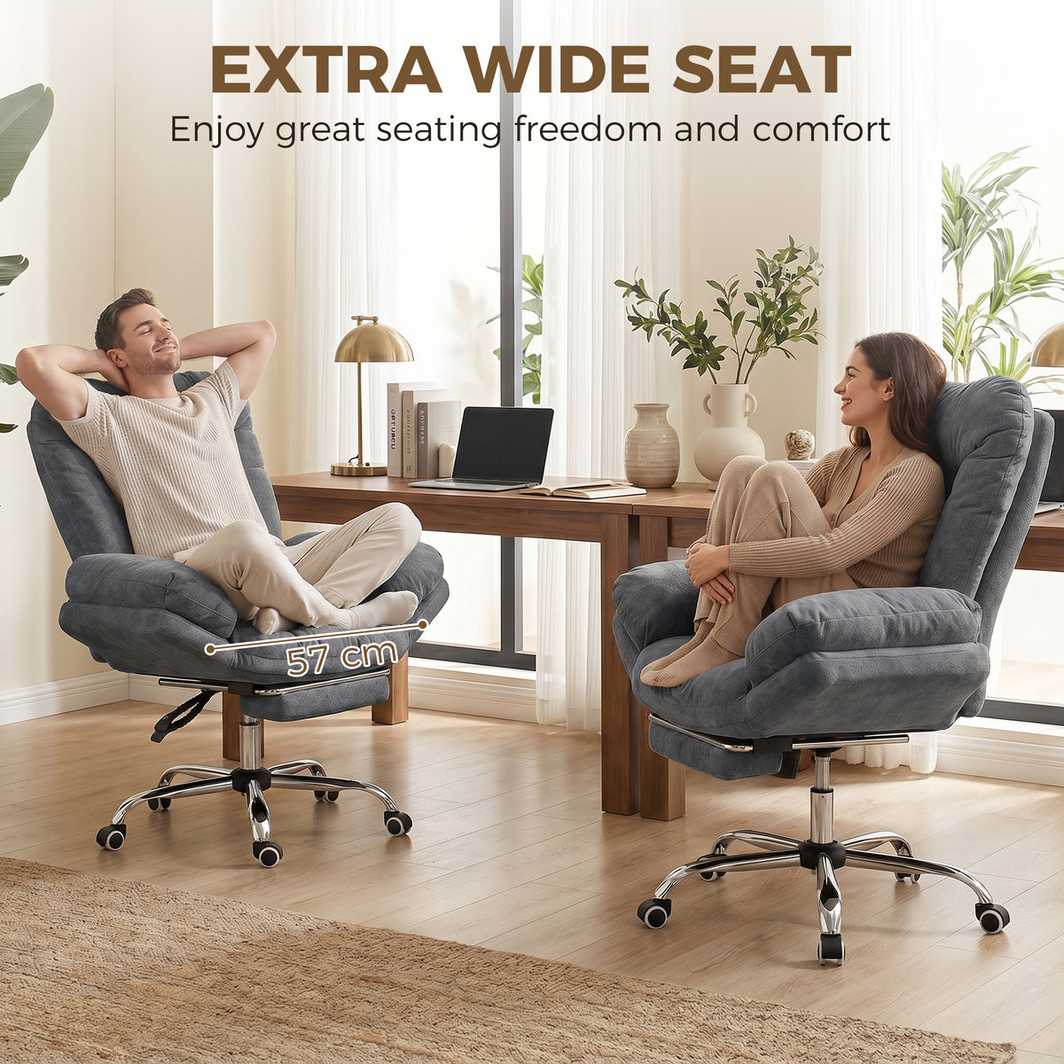 Criss Cross Chair with Wheels, Waterfall Armrests, Dark Grey