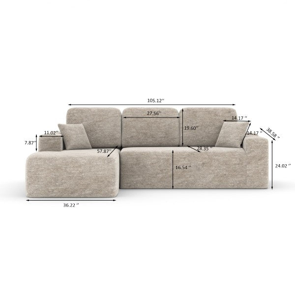 Brassex Isabel Sectional Beige Modern Design 60D Foam