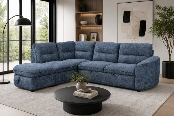 LHF Sectional Sleeper Blue