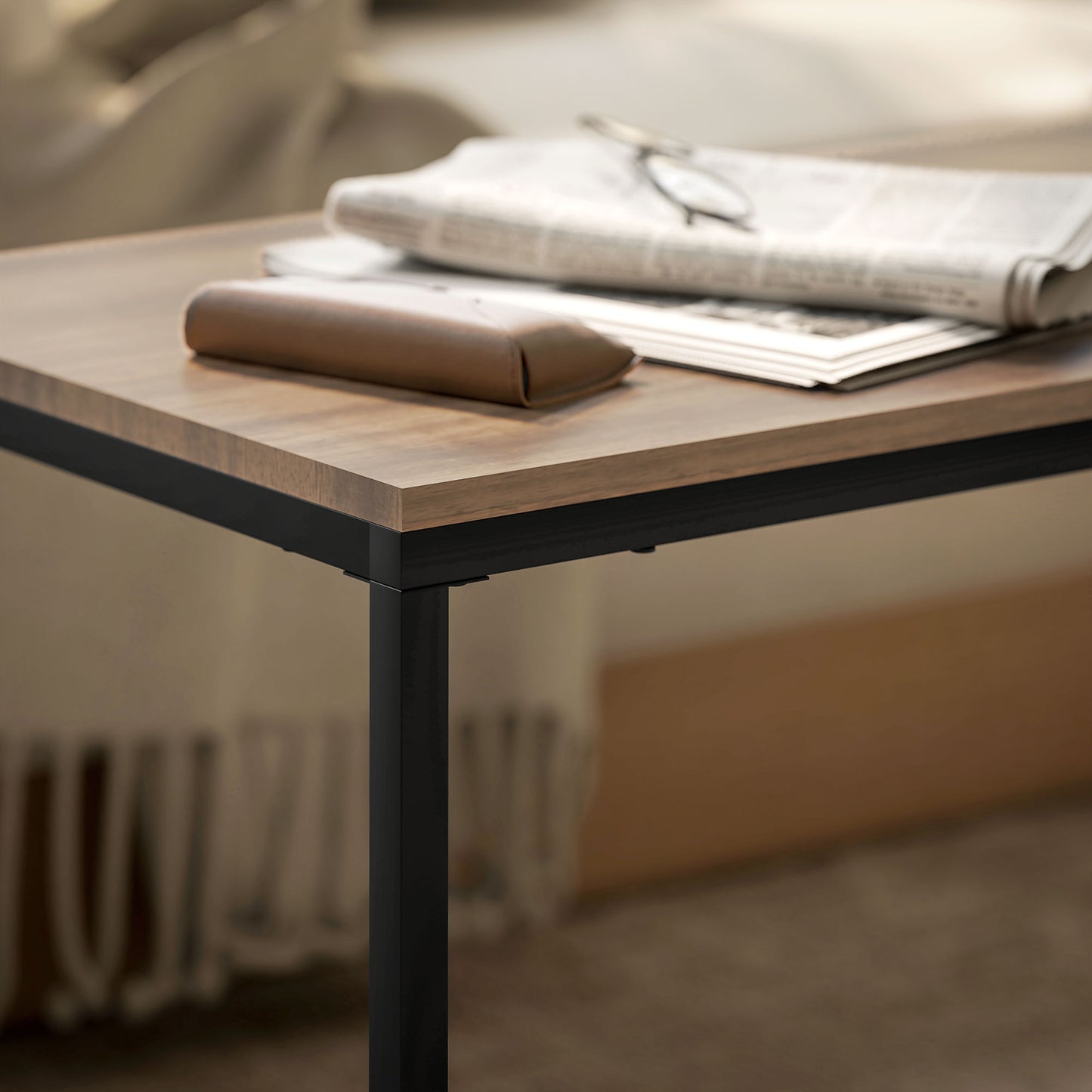 HOMCOM 3-Piece Modern Nesting Coffee & End Tables Set, Brown Wood Grain