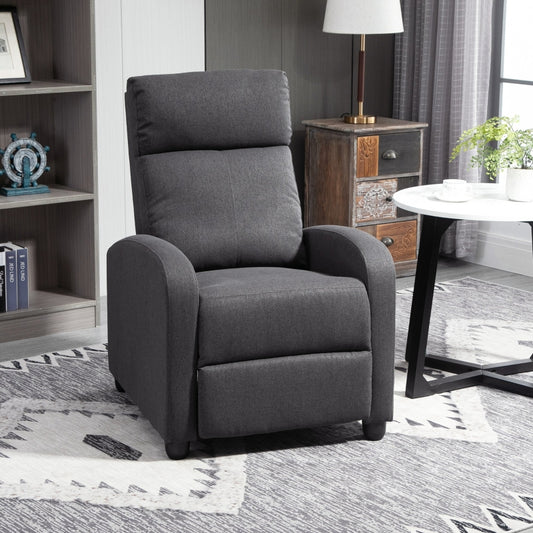 HOMCOM Manual Fabric Recliner Armchair, Padded Single Sofa, Dark Grey