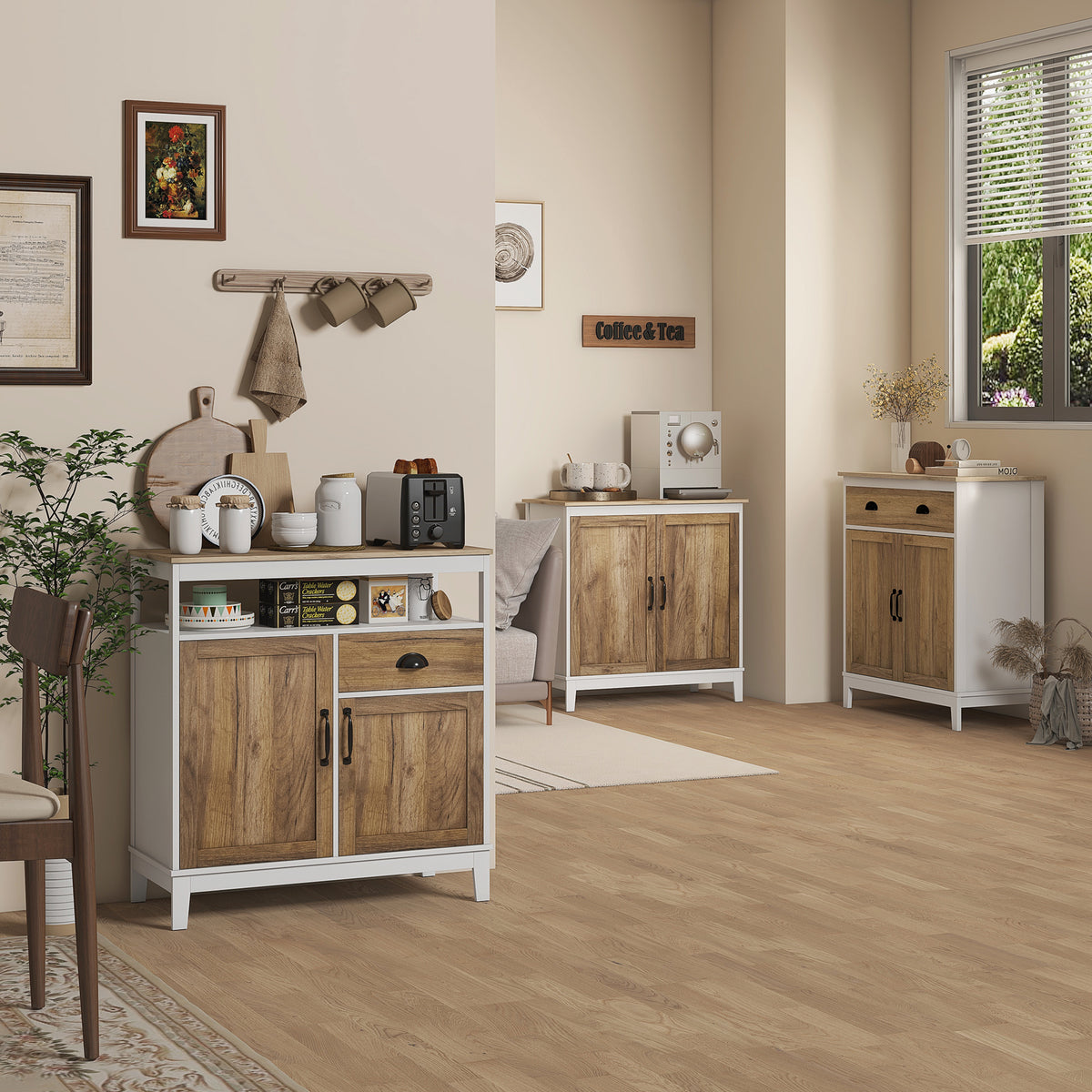 Farmhouse Sideboard with 2 Doors and Shelves – 31"W x 31"H