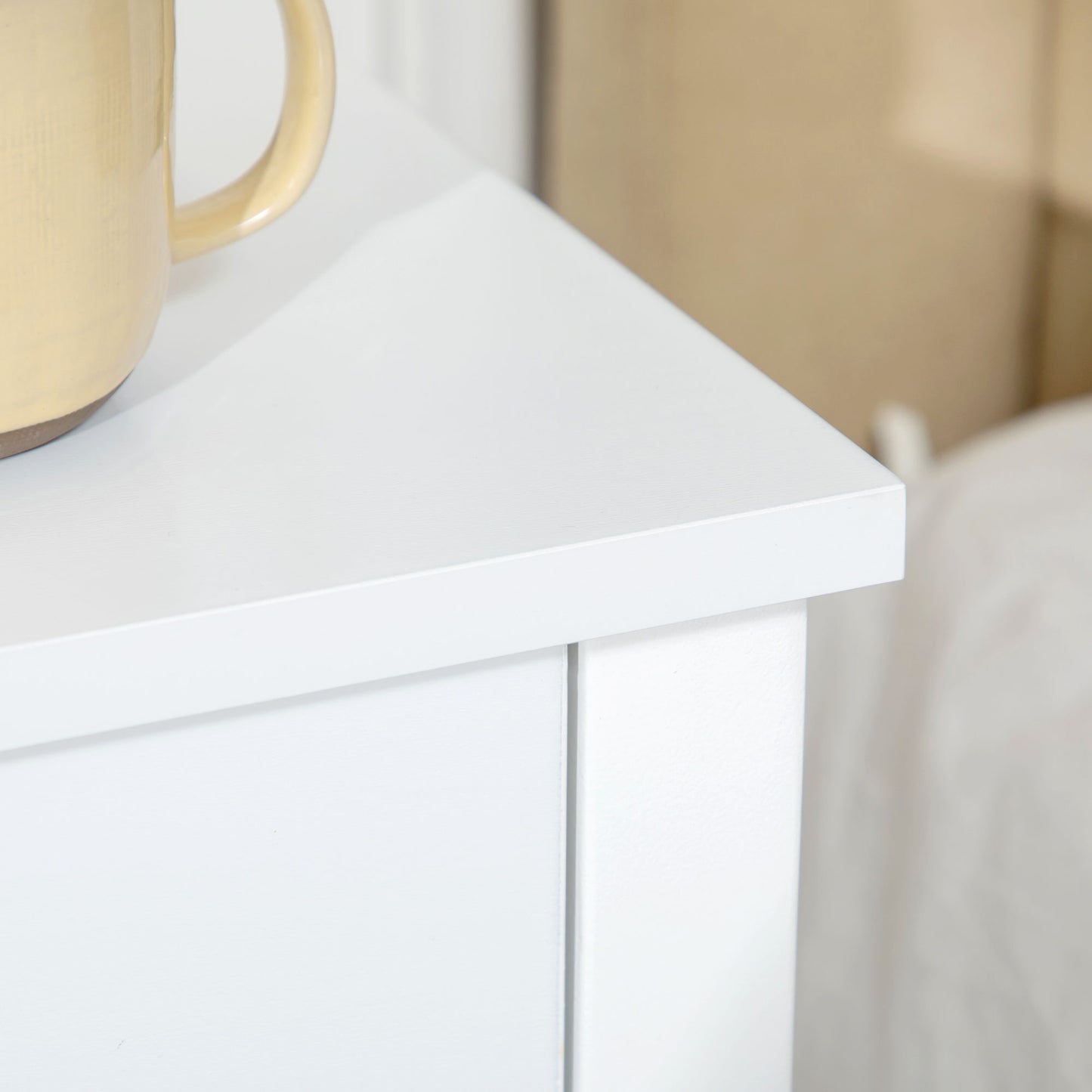 HOMCOM Modern White 2-Tier Side Table with Drawer & Storage