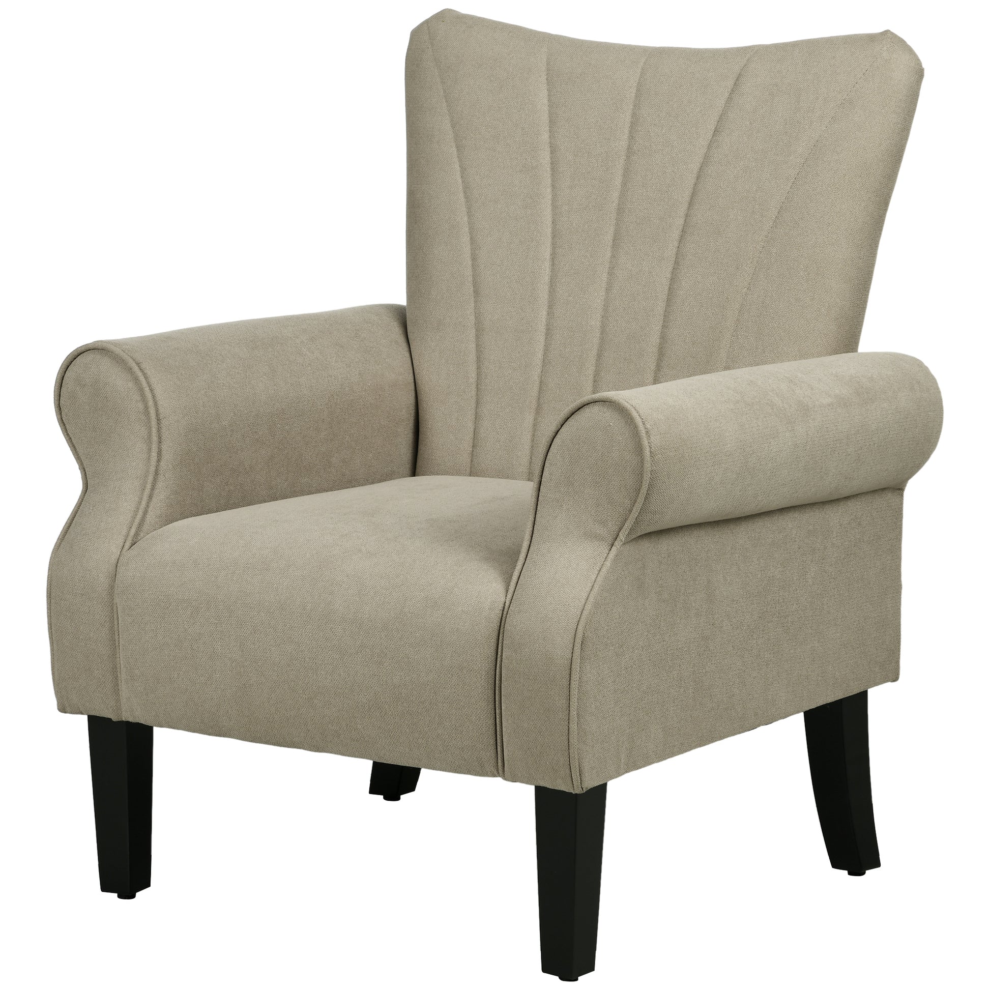 Modern Fabric Accent Armchair with Solid Rubberwood Legs for Living Room Bedroom Office