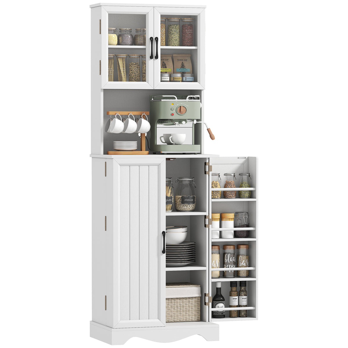Kitchen Pantry Cabinet with 8 Door Shelves – 24"W x 71"H