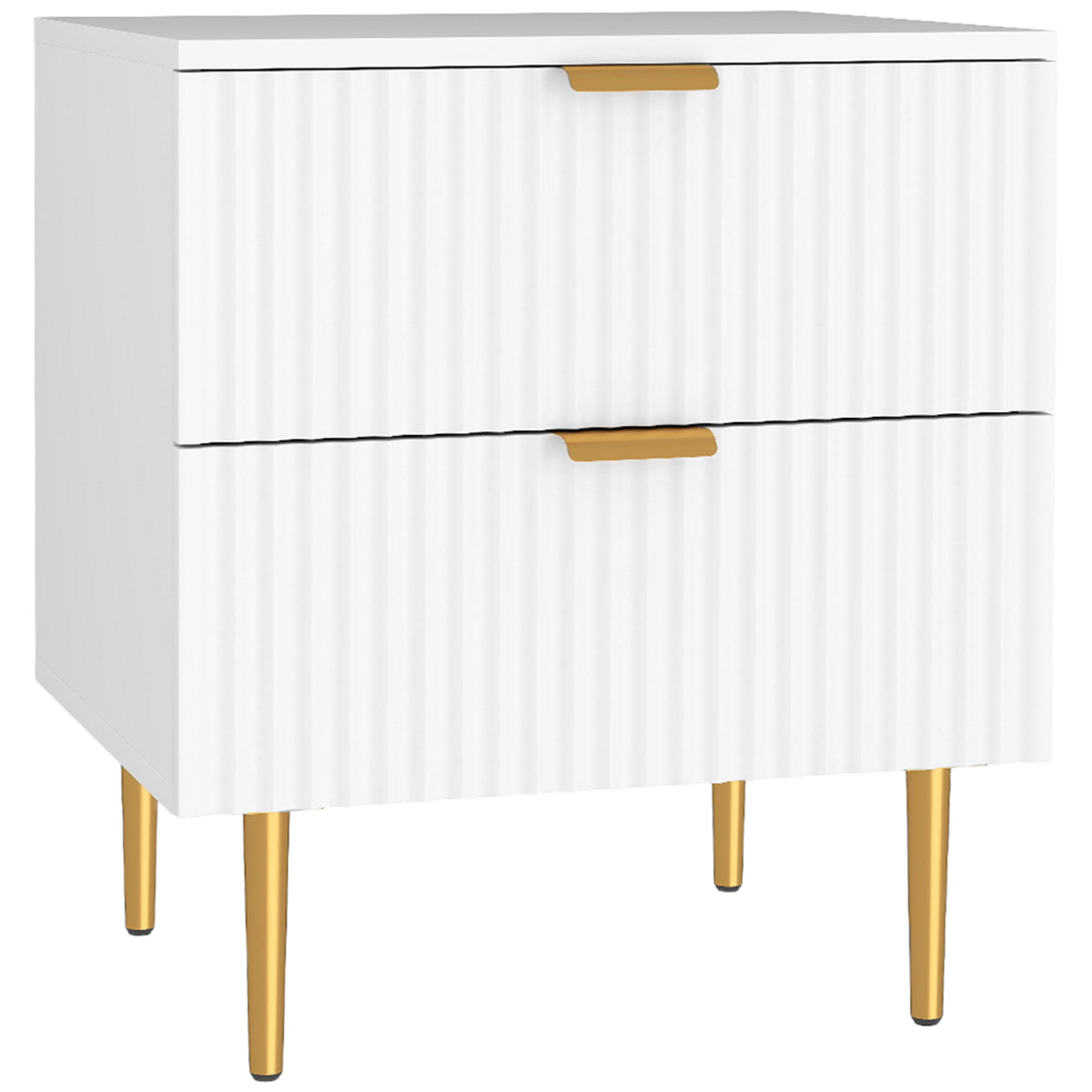 Modern 2-Drawer Nightstand with Metal Legs – 19"W x 22"H