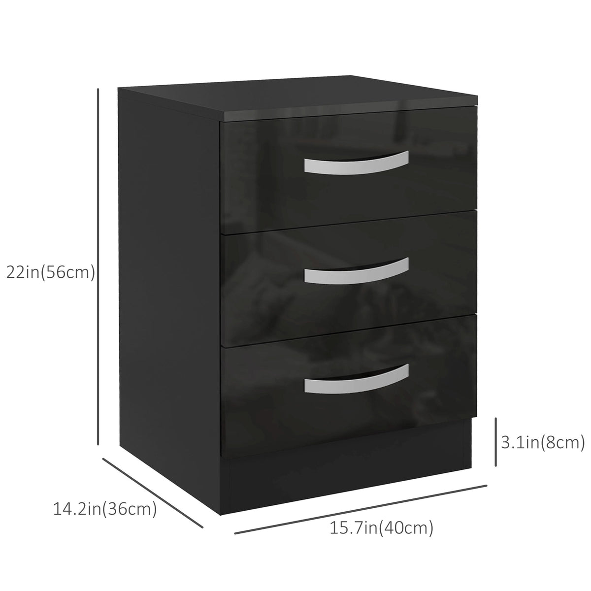 High Gloss Multi-Drawer Nightstands, Set of 2 – 16"W x 22"H