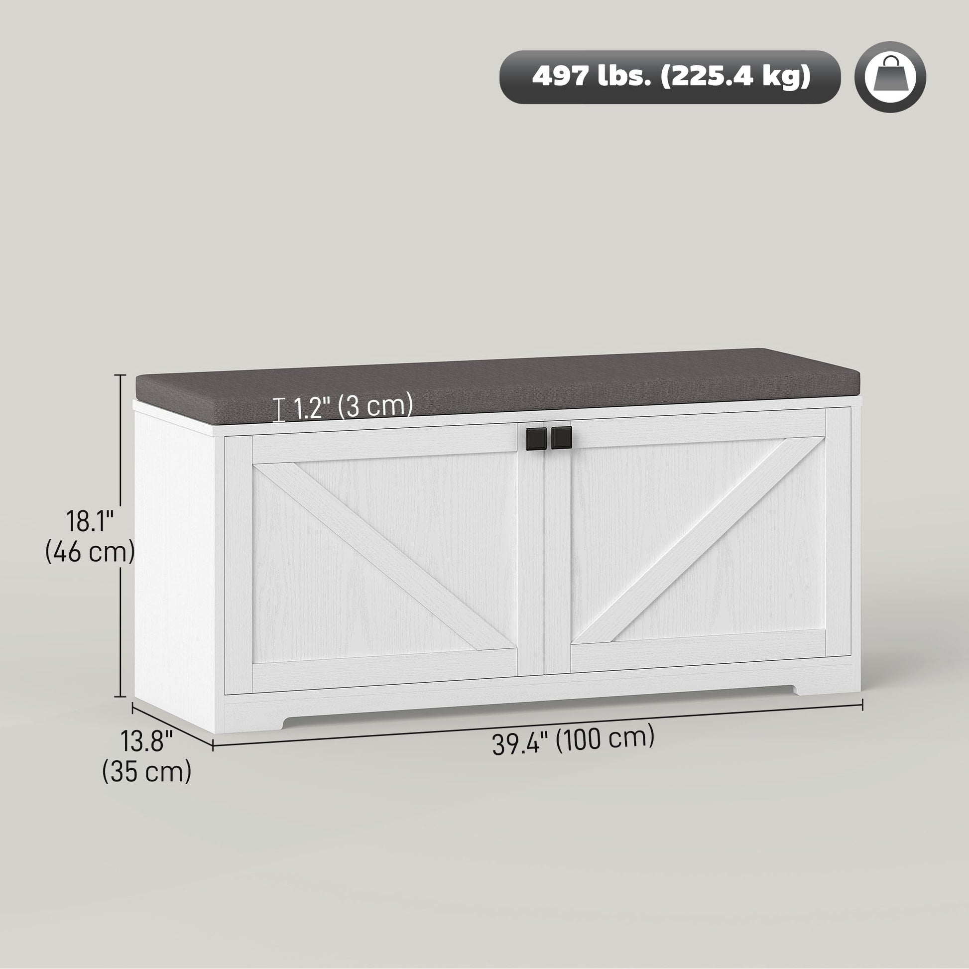 HOMCOM Entryway Shoe Storage Bench, Padded Seat, 8 Pair Organizer, White Wood Grain