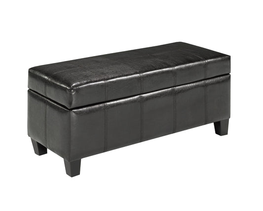 Faux Leather Storage Ottoman – Espresso