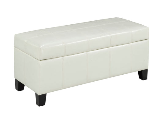 Faux Leather Storage Ottoman – White