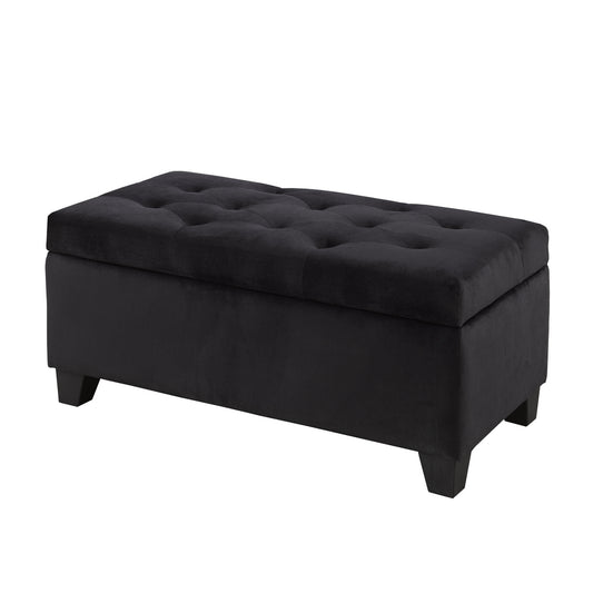 Tufted Storage Ottoman – Black