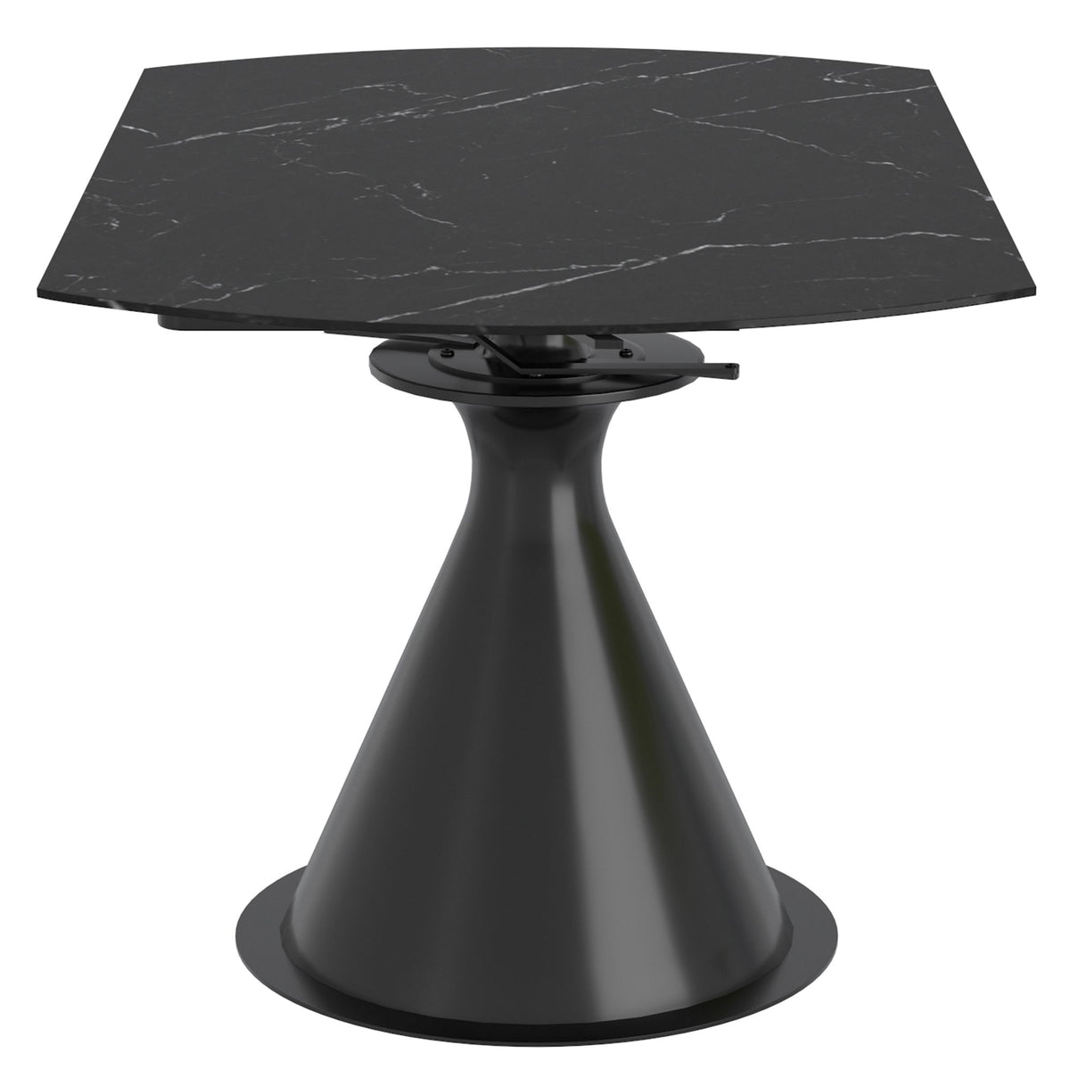 Sintered Stone Round Dining Table with Extension, 51" in Black and Black