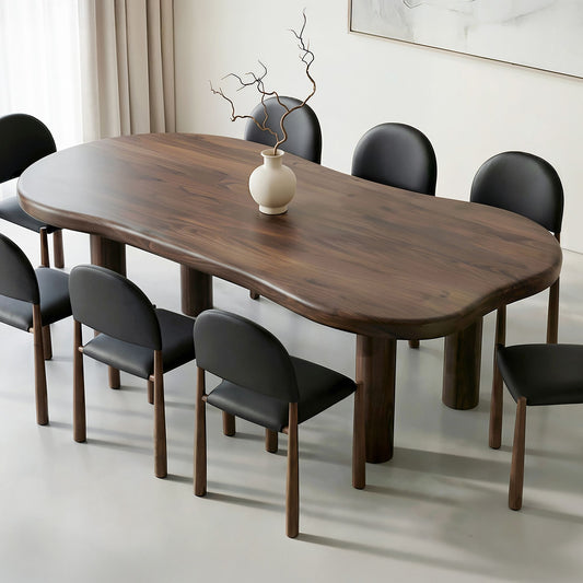 Solid Mango Wood Organic Dining Table, 78" in Dark Walnut