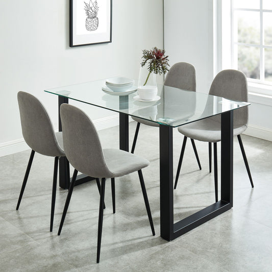 Glass Rectangular Dining Table, 55" in Black