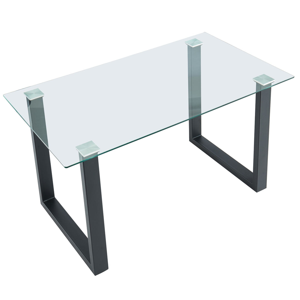 Glass Rectangular Dining Table, 55" in Black
