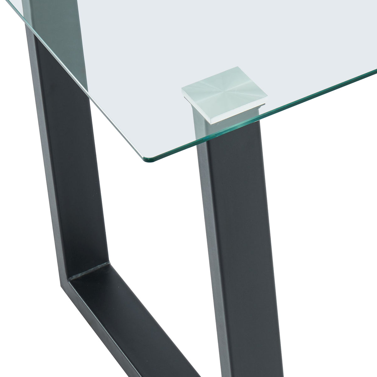 Glass Rectangular Dining Table, 55" in Black