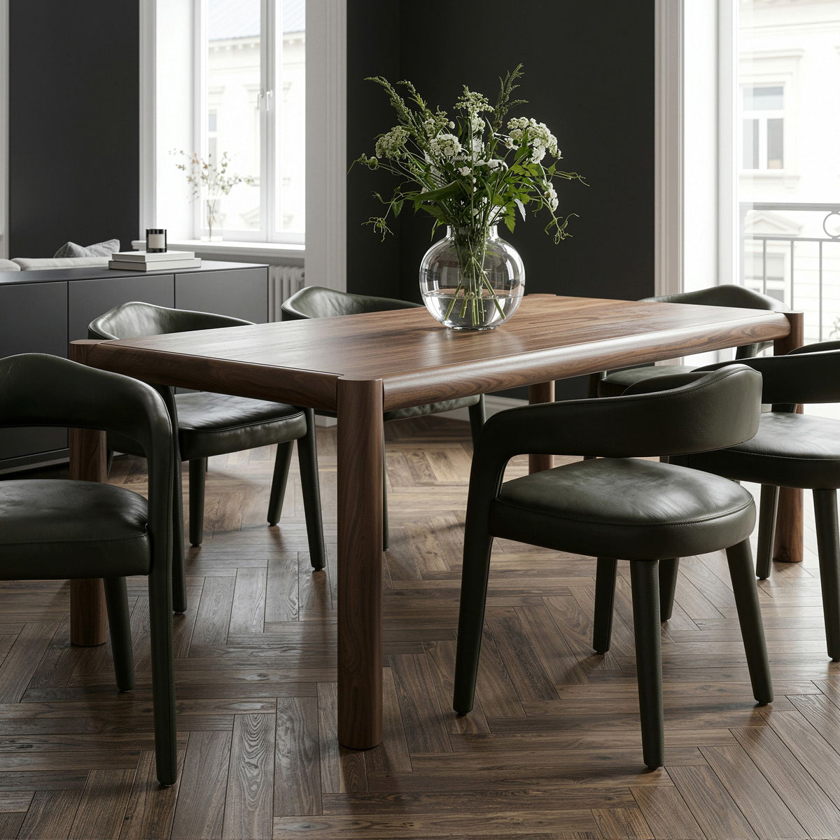 Solid Mango Wood Rectangular Dining Table, 79" in Walnut