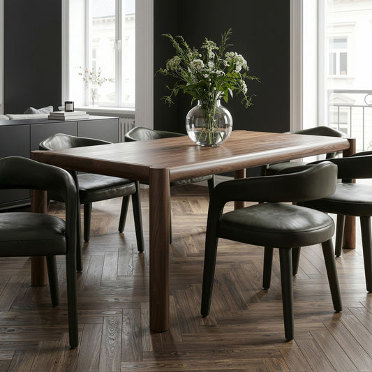 Solid Mango Wood Rectangular Dining Table, 79" in Walnut