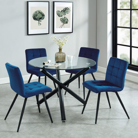 Glass Round Dining Table, 40" in Black