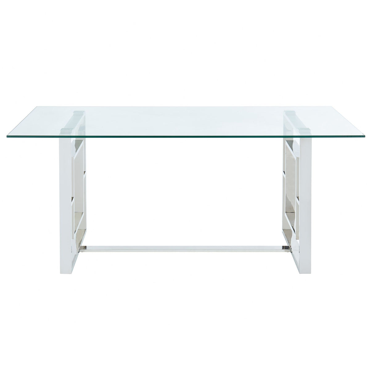 Glass Rectangular Dining Table, 71" in Silver