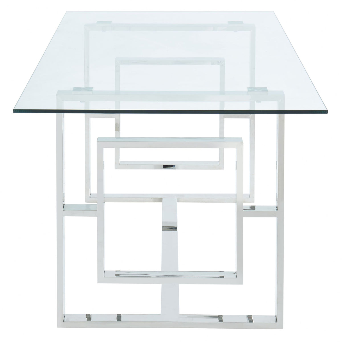 Glass Rectangular Dining Table, 71" in Silver