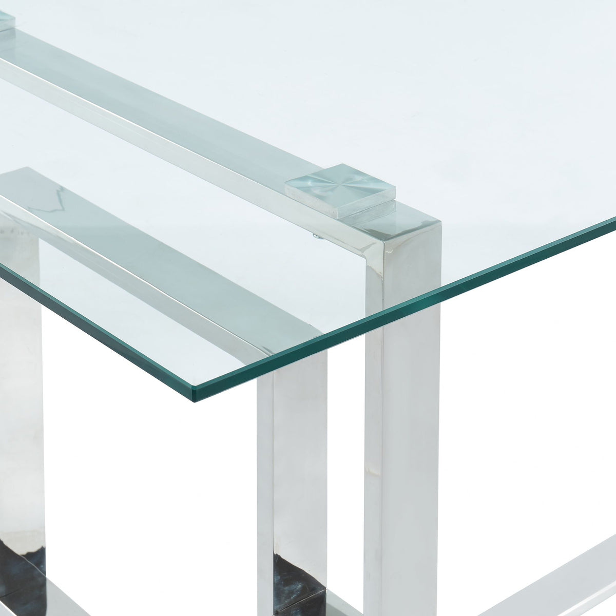 Glass Rectangular Dining Table, 71" in Silver