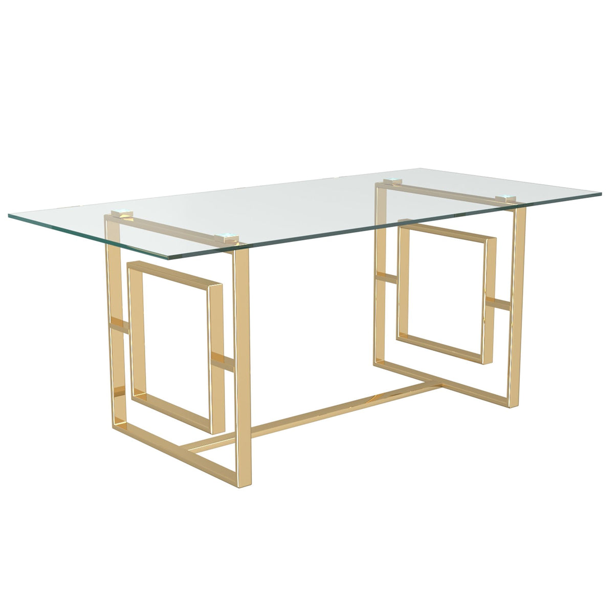 Glass Rectangular Dining Table, 71" in Gold