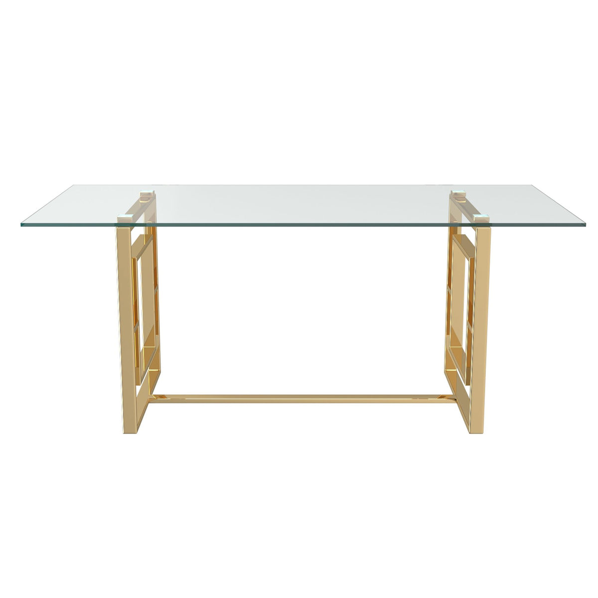 Glass Rectangular Dining Table, 71" in Gold