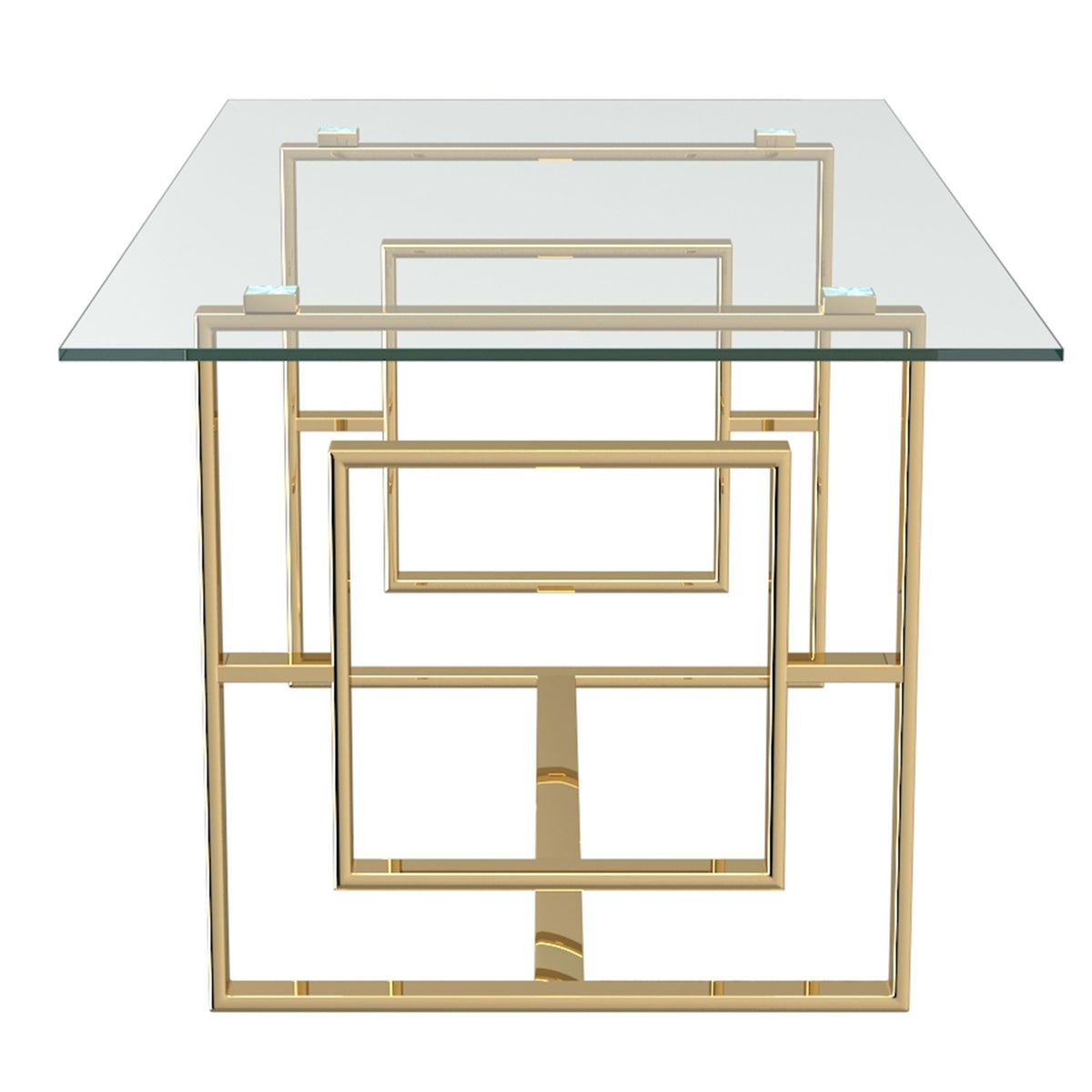 Glass Rectangular Dining Table, 71" in Gold