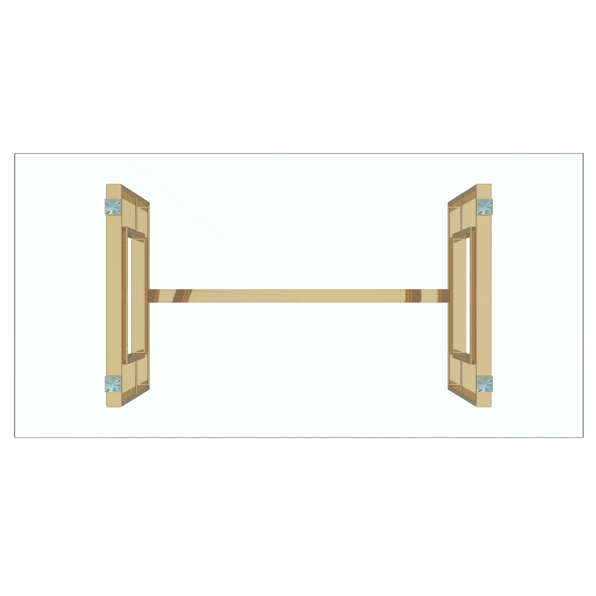 Glass Rectangular Dining Table, 71" in Gold