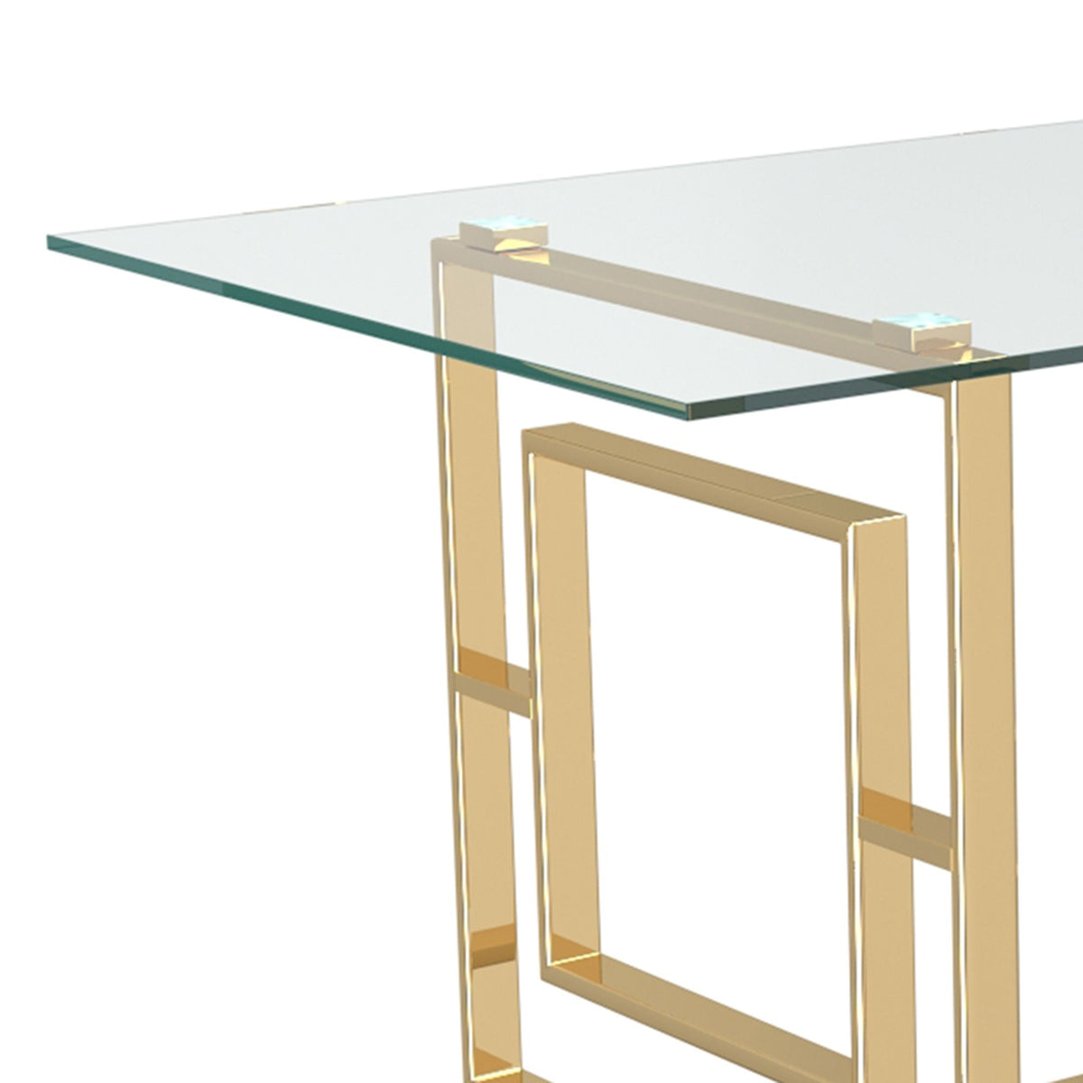 Glass Rectangular Dining Table, 71" in Gold