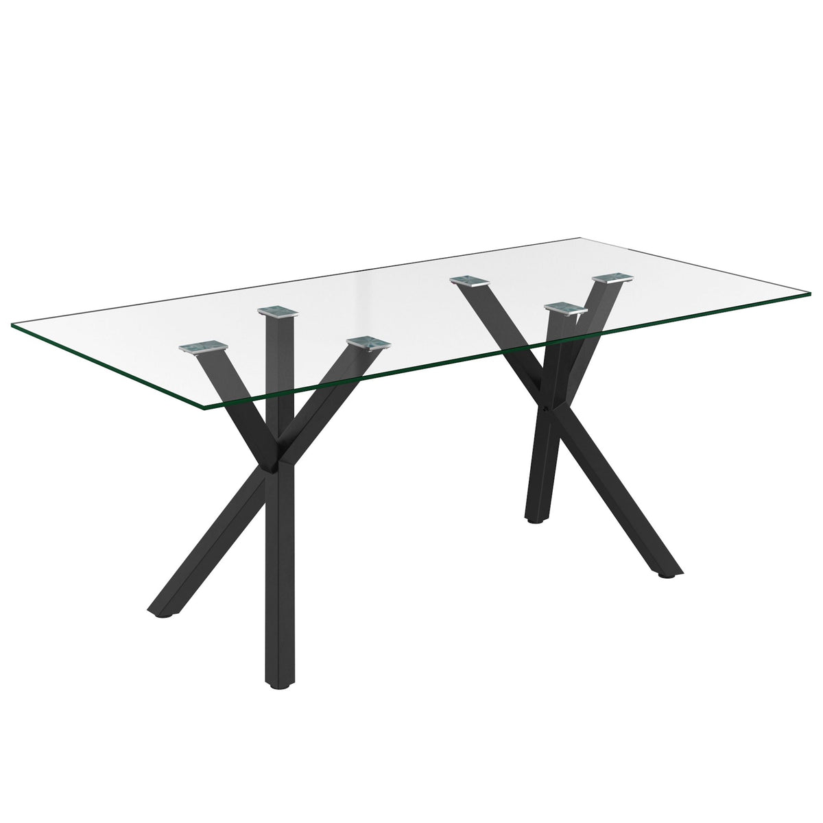 Glass Rectangular Dining Table, 71" in Black