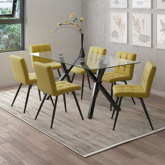 Glass Rectangular Dining Table, 71" in Black