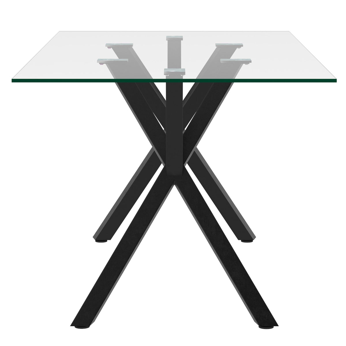 Glass Rectangular Dining Table, 71" in Black
