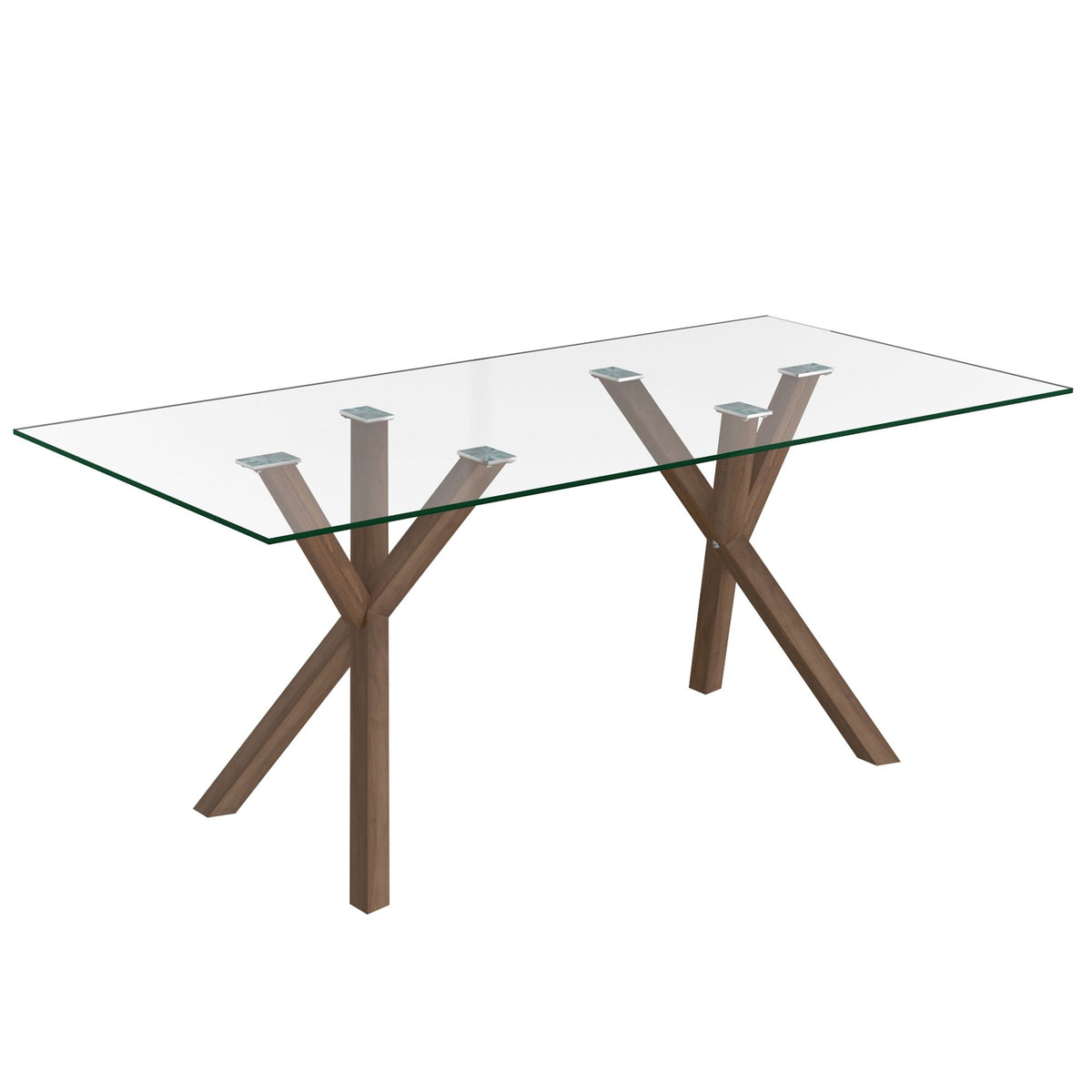 Glass Rectangular Dining Table, 71" in Walnut