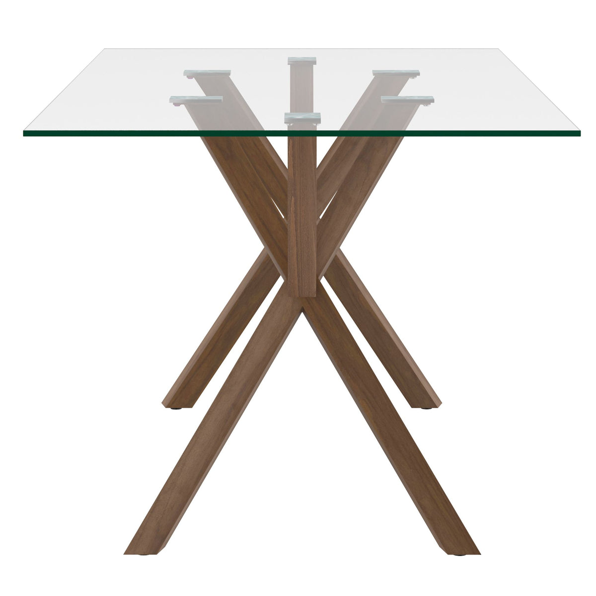 Glass Rectangular Dining Table, 71" in Walnut
