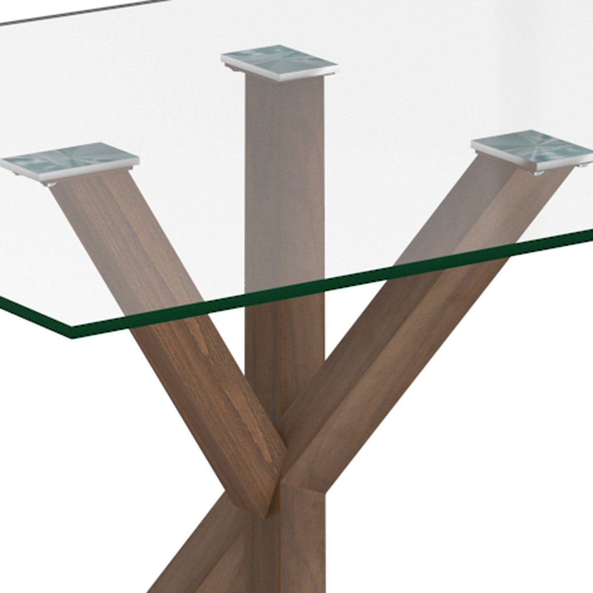 Glass Rectangular Dining Table, 71" in Walnut