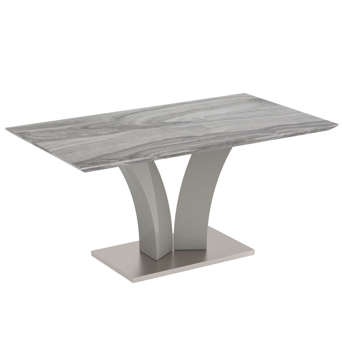 Faux Marble Rectangular Dining Table, 63" in Light Grey