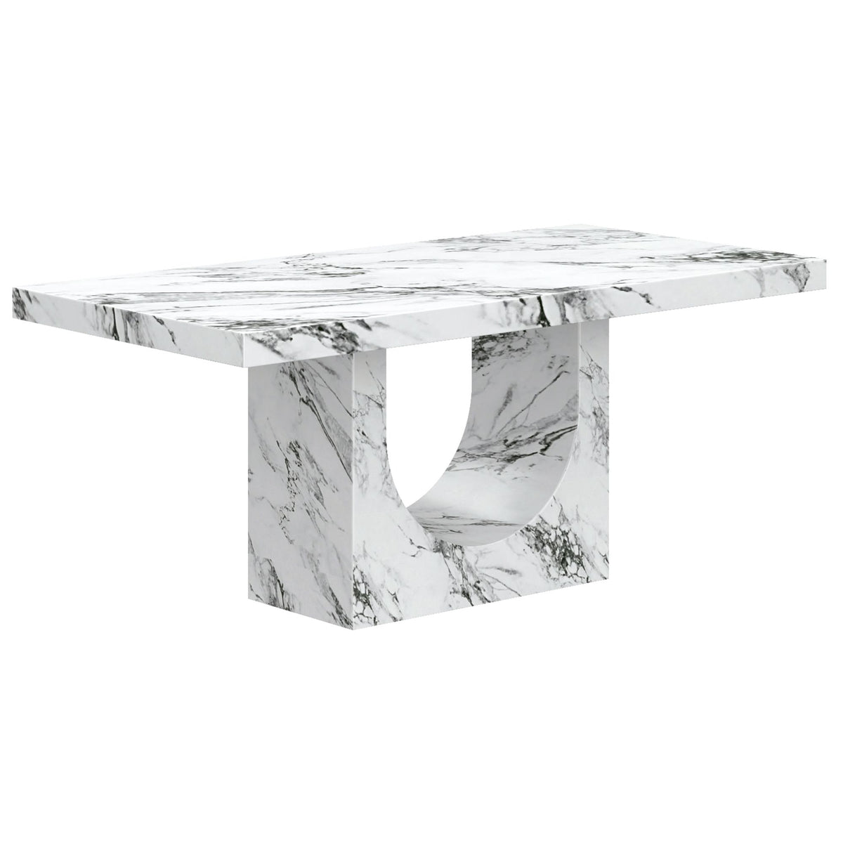 Concrete Rectangular Dining Table, 71" in Bulgari White